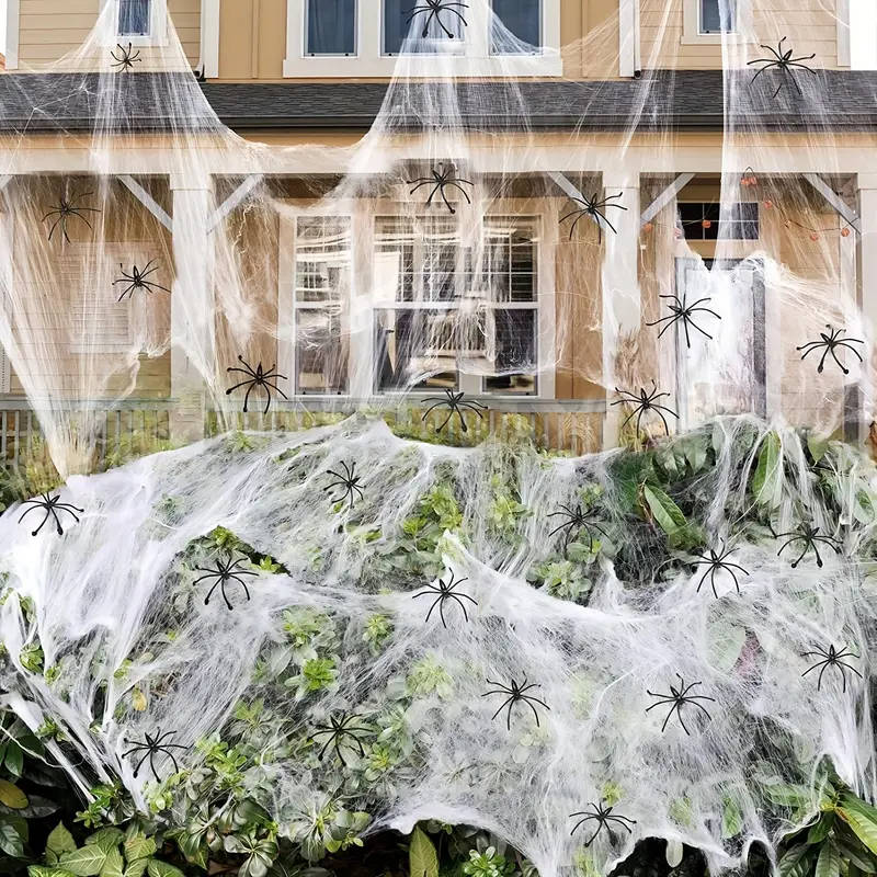 200 sq ft Halloween Spider Web Decoration with Spiders