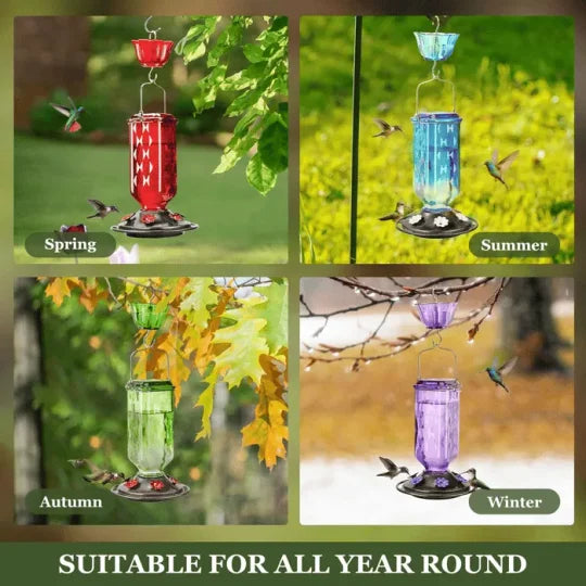 24 oz Leak-Proof Glass Hummingbird Feeder