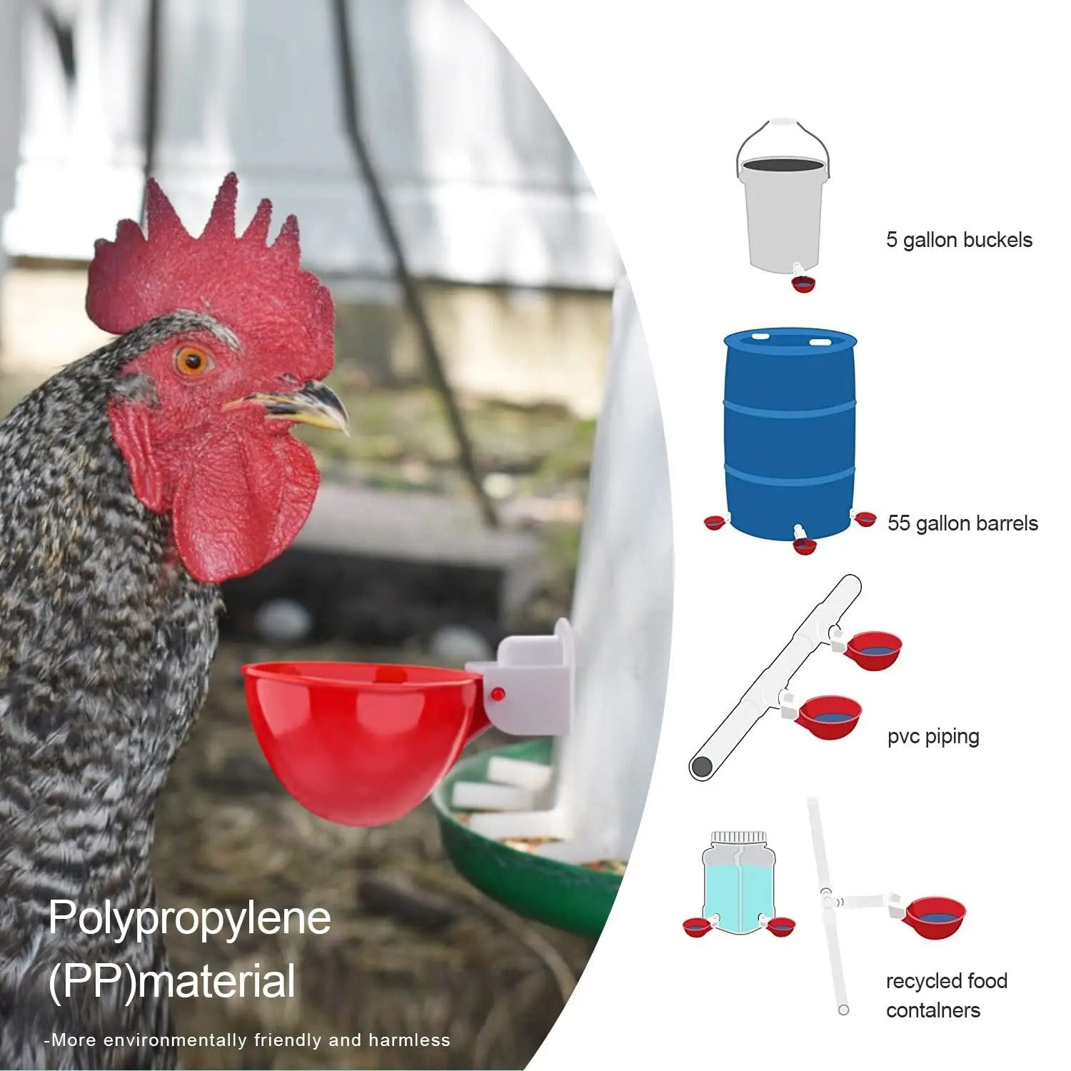 10-Pack Automatic Chicken Waterer Cups