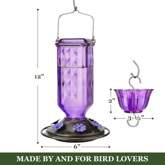 24 oz Leak-Proof Glass Hummingbird Feeder