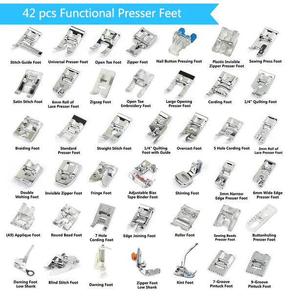 42-Piece Sewing Machine Presser Foot Set