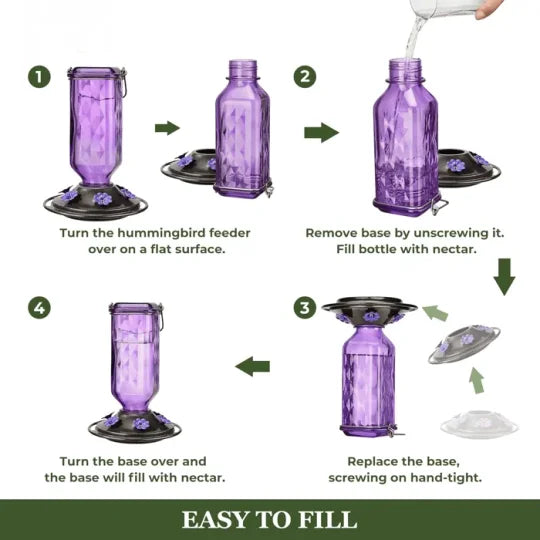 24 oz Leak-Proof Glass Hummingbird Feeder