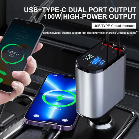 4-in-1 Retractable Car Charger