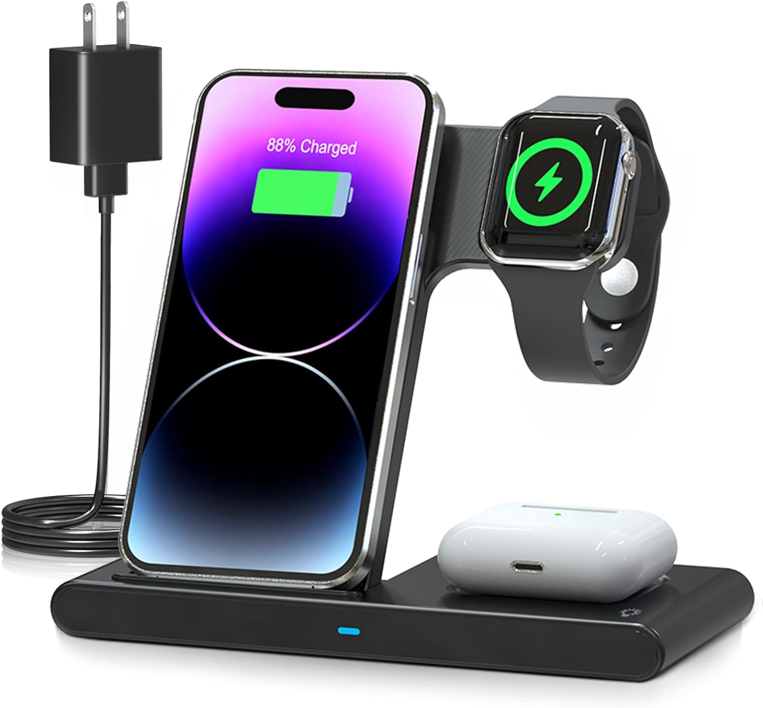 3-in-1 Wireless Charging Stand for Phone, Watch & Earbuds