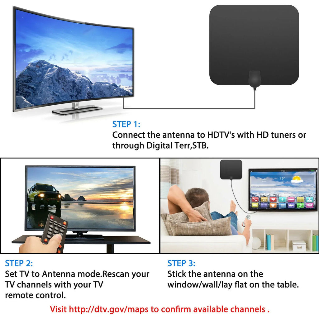 300-Mile Indoor Amplified HDTV Antenna