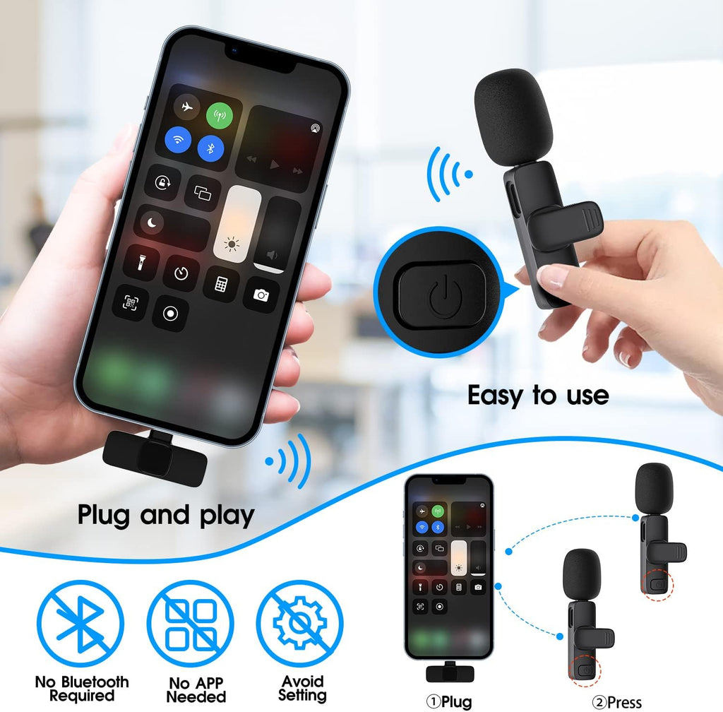 2-Pack Wireless Microphones for iPhone & iPad