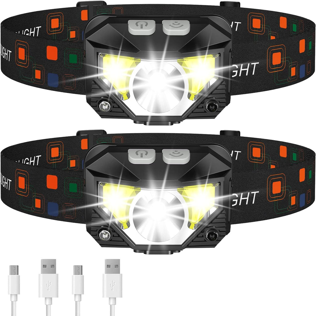 2-Pack Ultra-Bright Rechargeable LED Headlamp