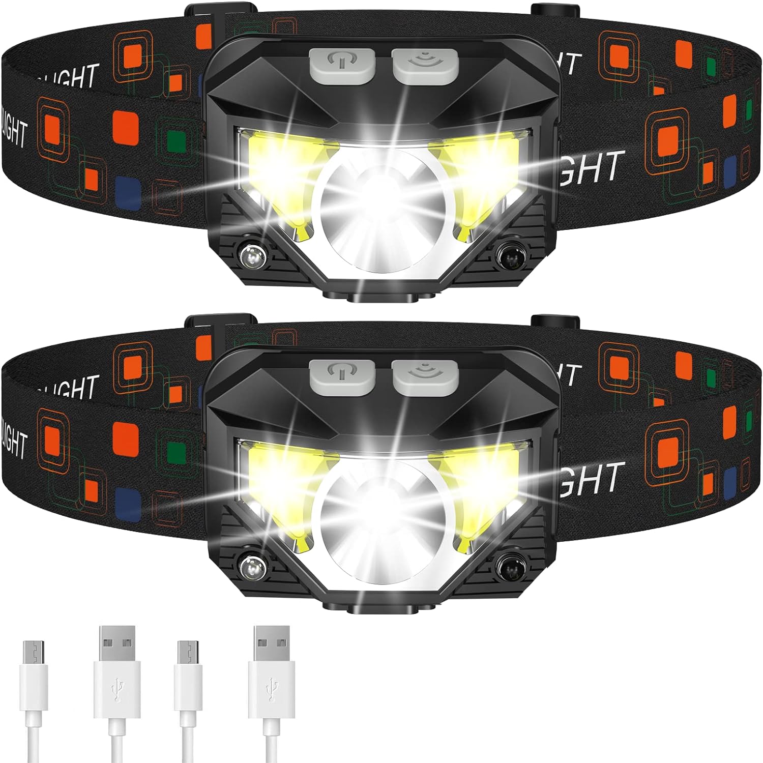 2-Pack Ultra-Bright Rechargeable LED Headlamp