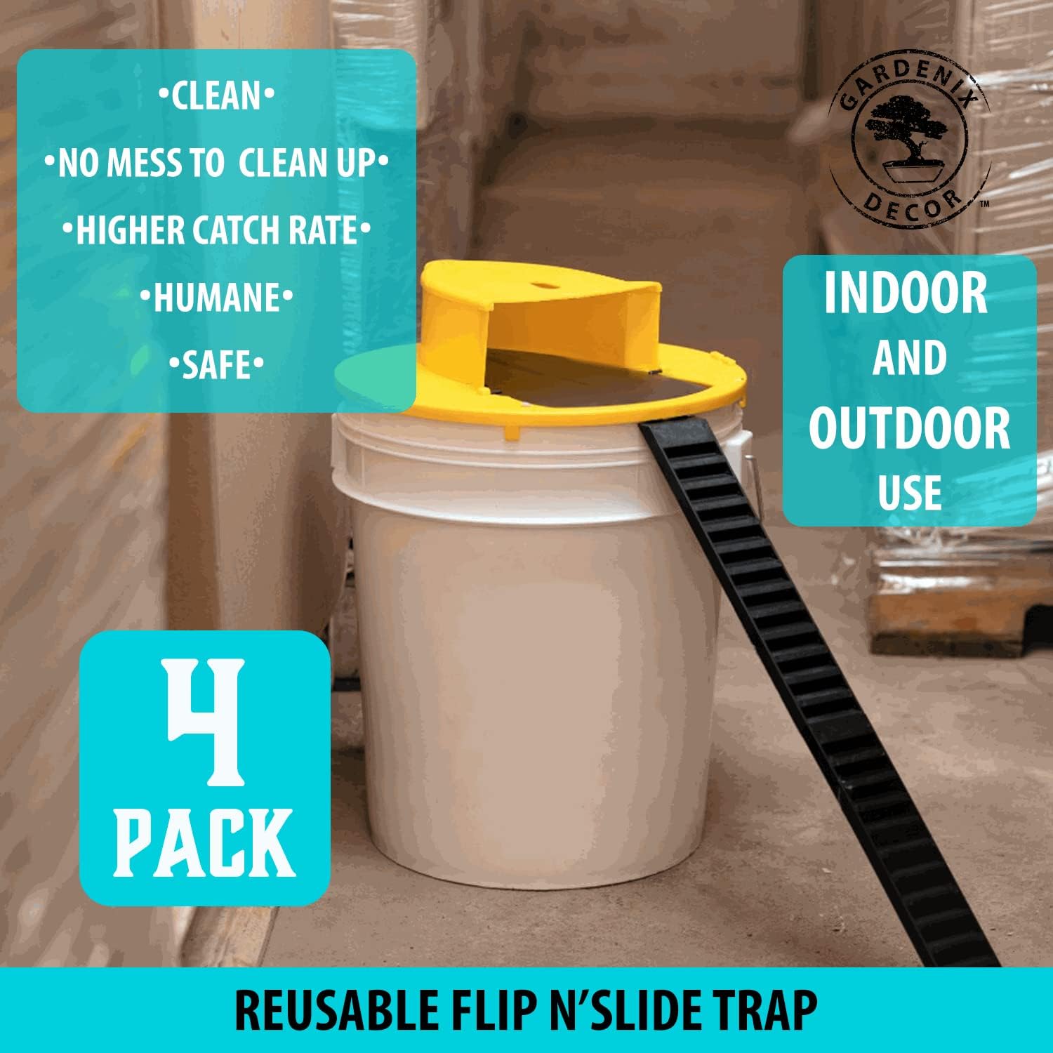 4-Pack Bucket-Lid Mouse Trap