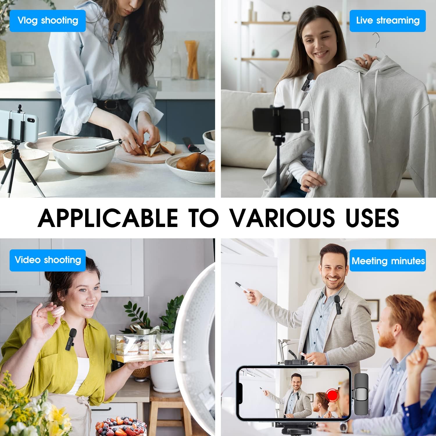 2-Pack Wireless Microphones for iPhone & iPad