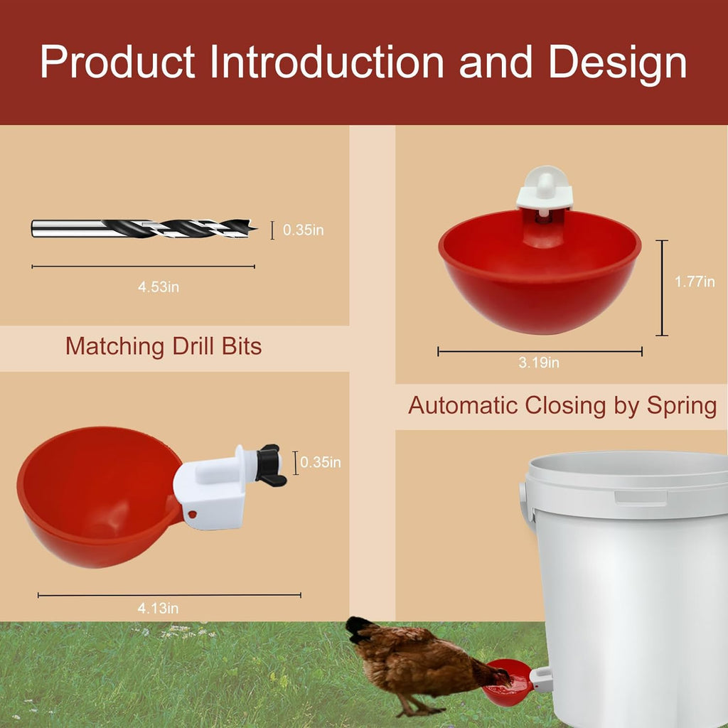 10-Pack Automatic Chicken Waterer Cups