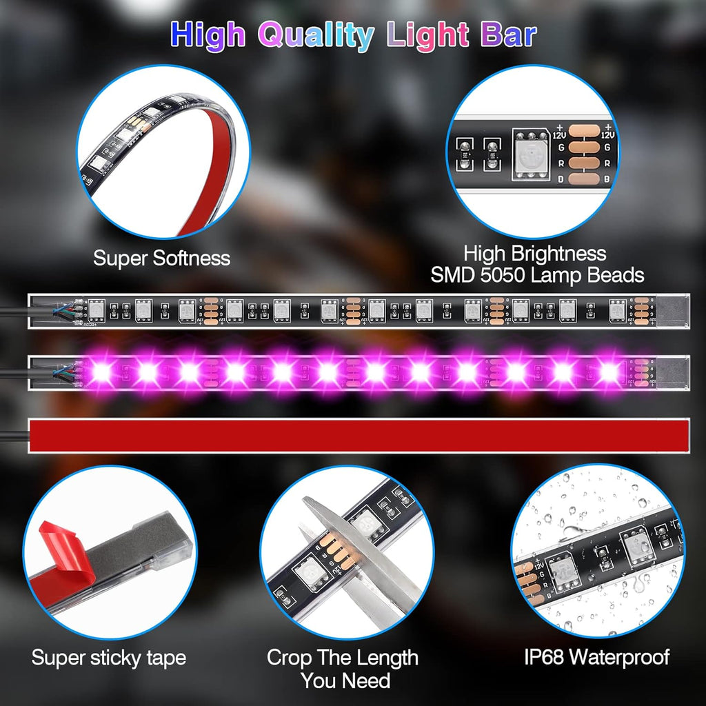 12-Piece Motorcycle LED Light Kit with Turn Signals