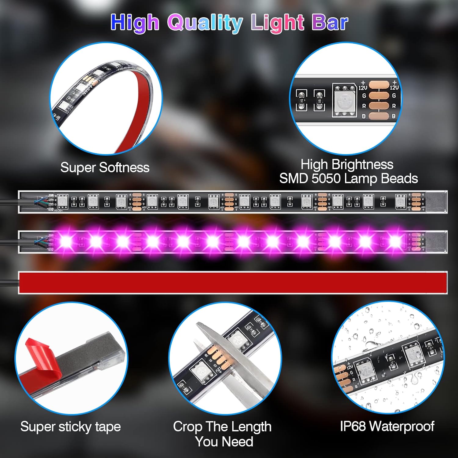 12-Piece Motorcycle LED Light Kit with Turn Signals