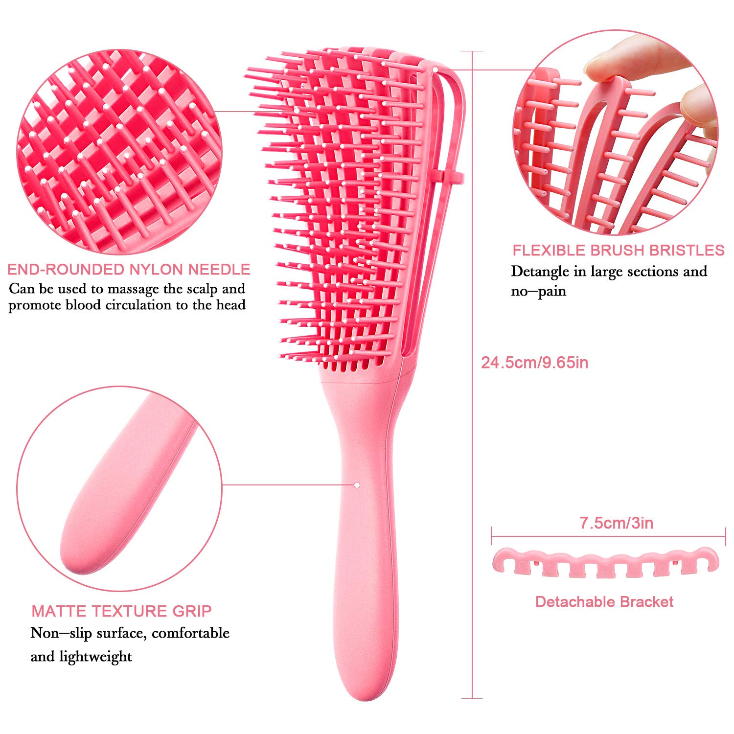 2-Pack Detangling Brush for Curly & Textured Hair