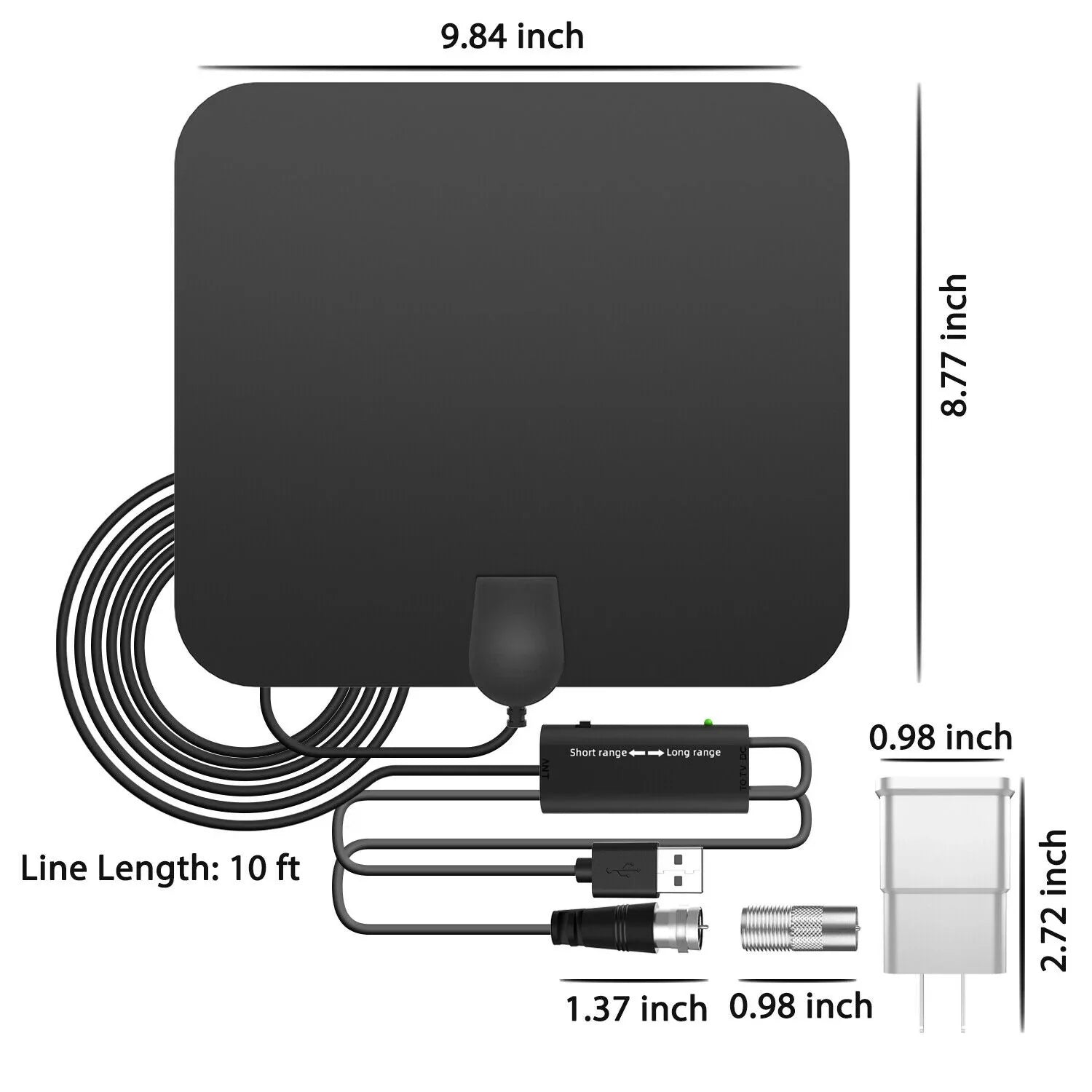 300-Mile Indoor Amplified HDTV Antenna