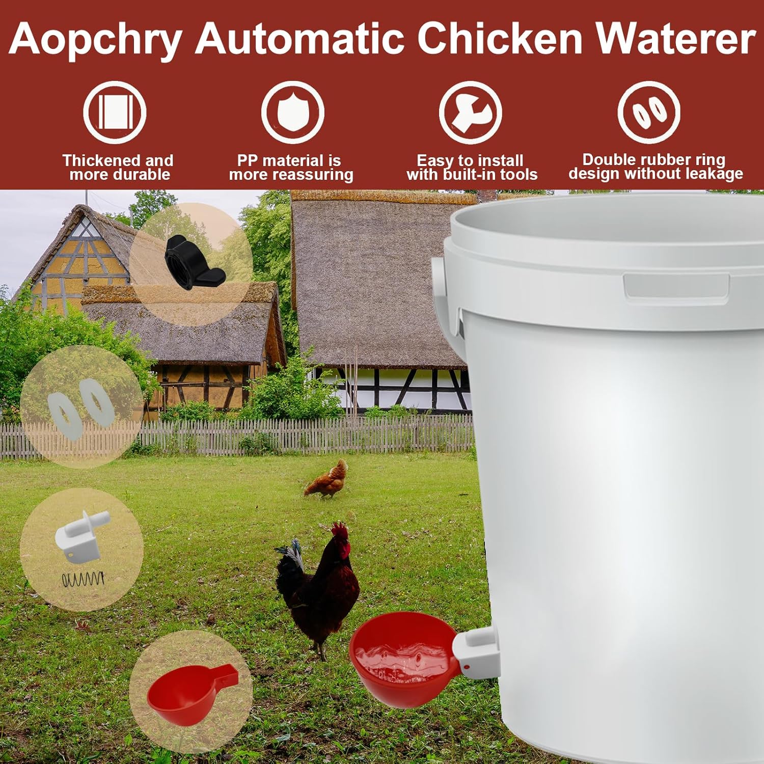 10-Pack Automatic Chicken Waterer Cups