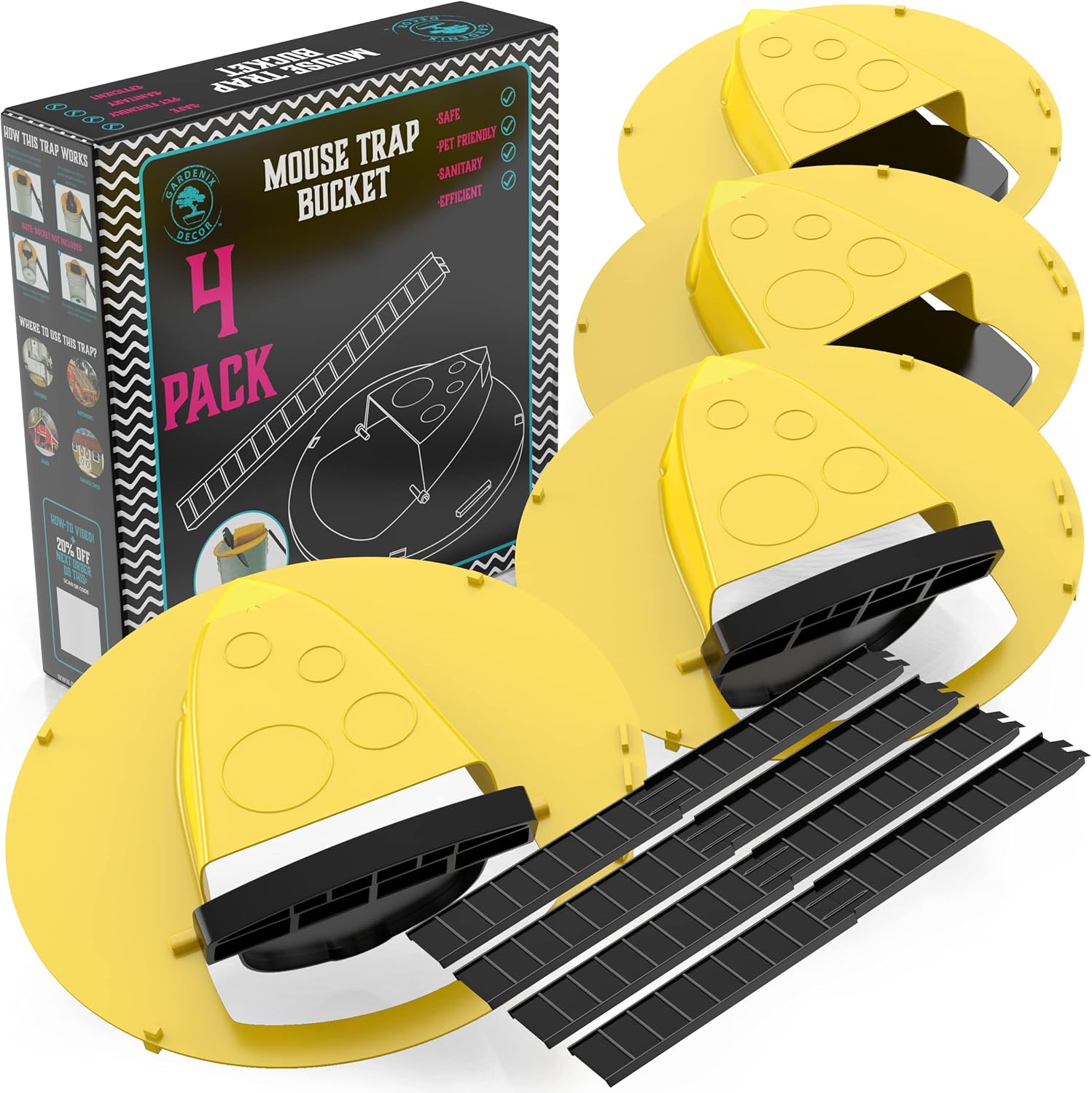 4-Pack Bucket-Lid Mouse Trap