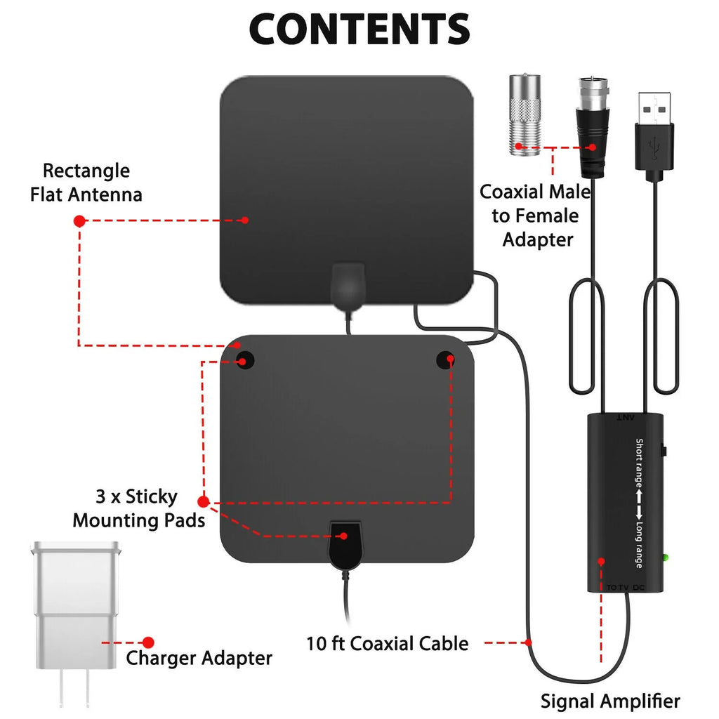300-Mile Indoor Amplified HDTV Antenna