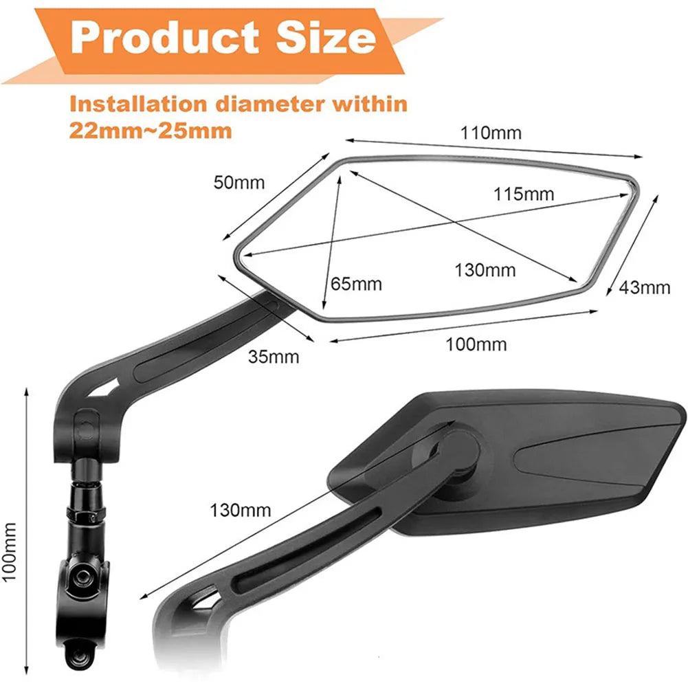 2-Pack Wide-Angle Bike Mirrors