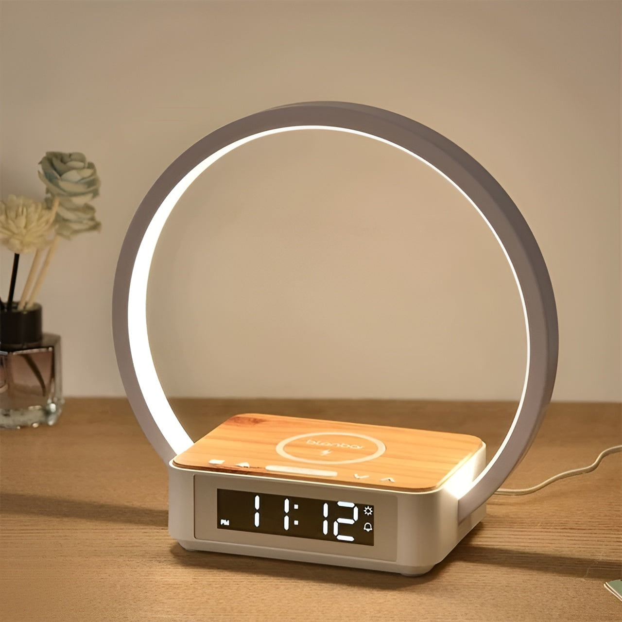 3-in-1 Table Lamp with Wireless Charger & Alarm Clock