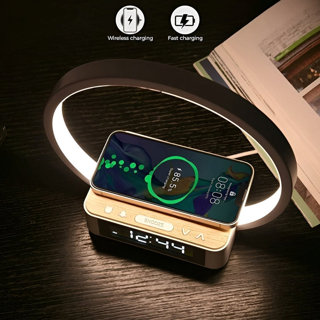 3-in-1 Table Lamp with Wireless Charger & Alarm Clock