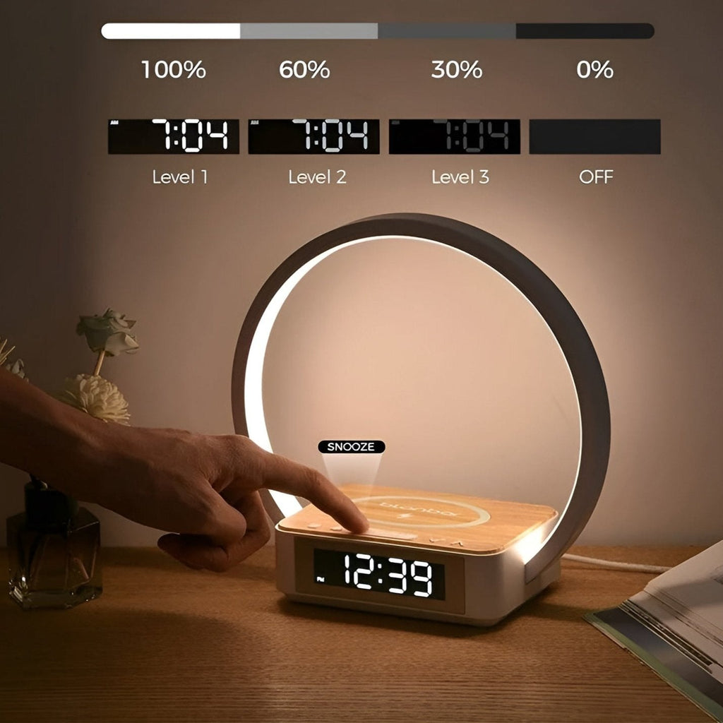 3-in-1 Table Lamp with Wireless Charger & Alarm Clock