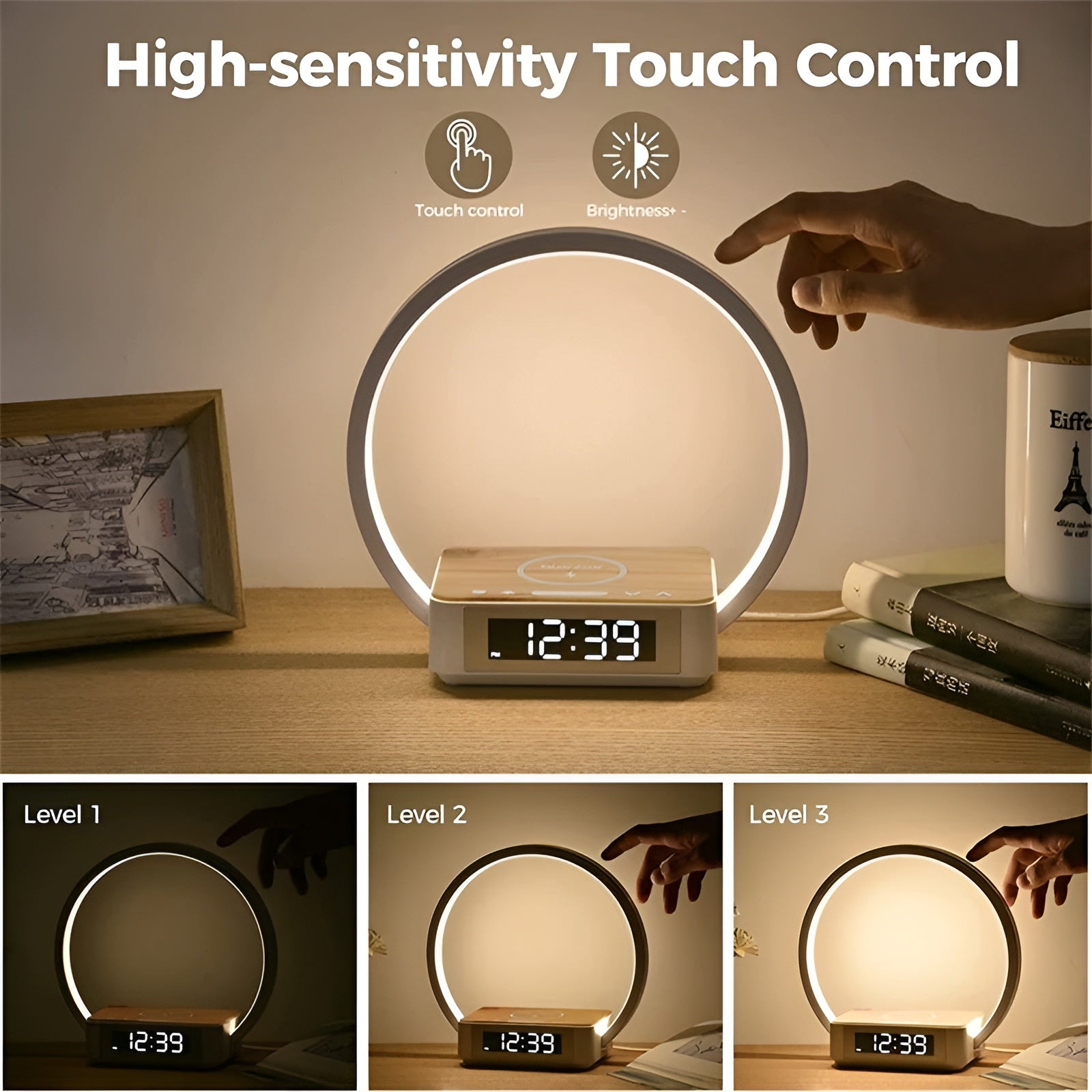 3-in-1 Table Lamp with Wireless Charger & Alarm Clock