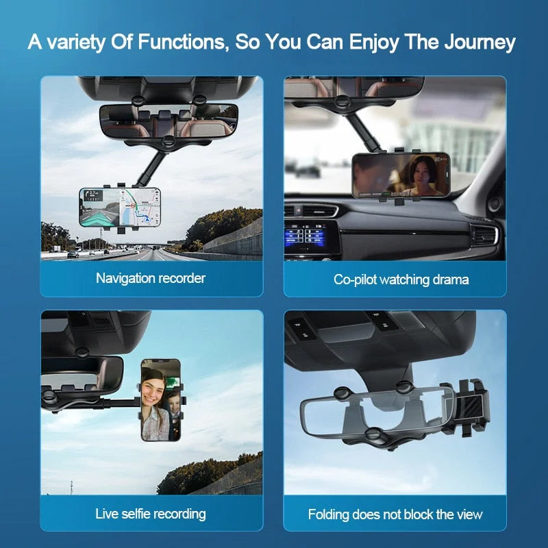 360° Rotating Car Mirror Phone Holder