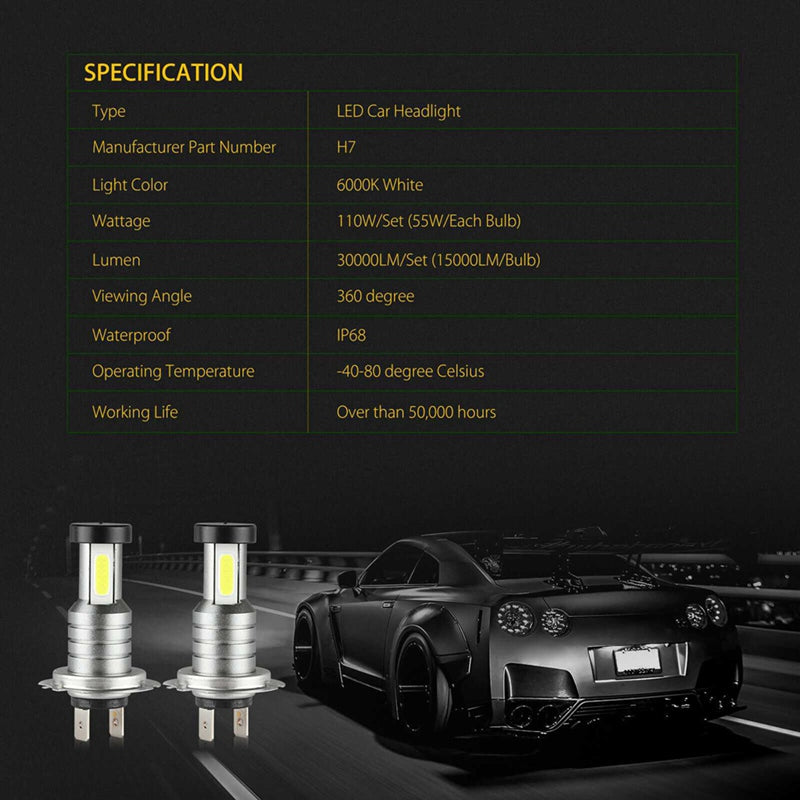 4-Pack H7 LED Headlight Bulb Kit