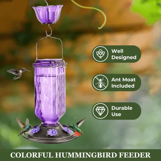 24 oz Leak-Proof Glass Hummingbird Feeder