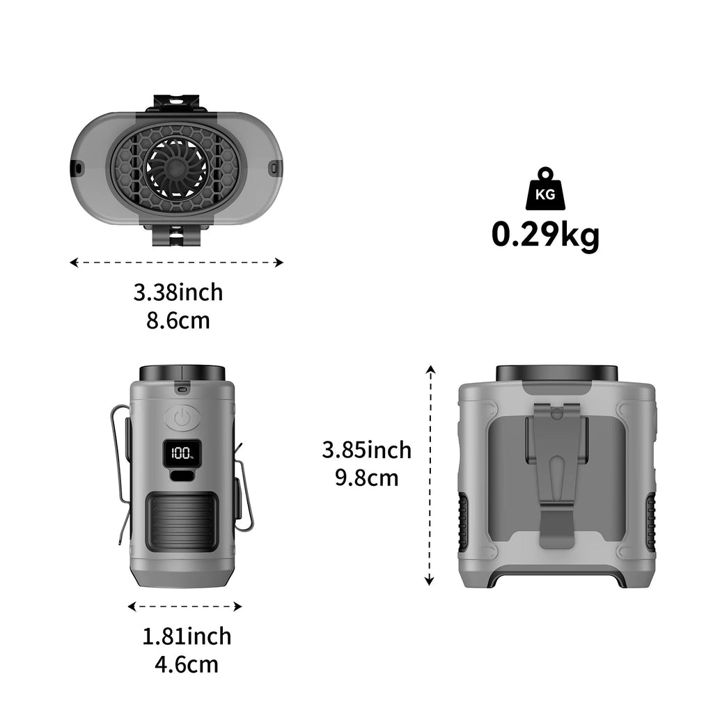 10,000mAh Portable Waist Fan with LED Light
