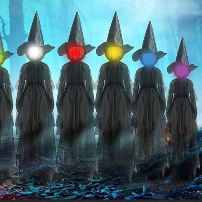 3-Piece Sound-Activated Halloween Witch Decoration