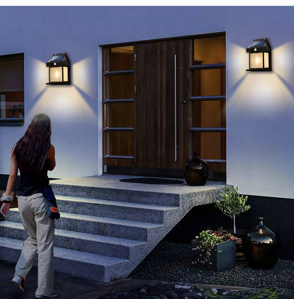 2-Pack Outdoor Solar Wall Lamp
