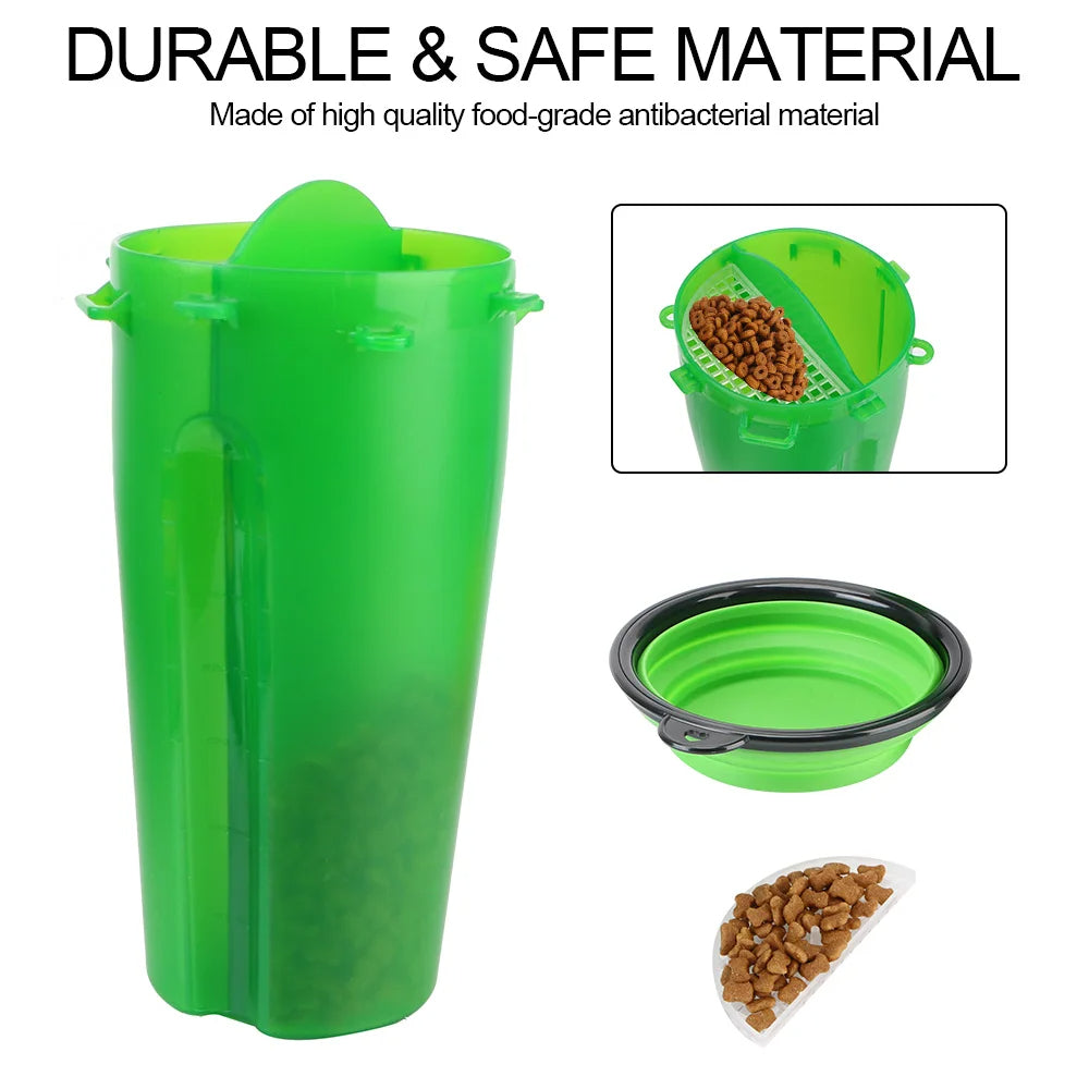2-in-1 Collapsible Pet Water Bottle & Feeder