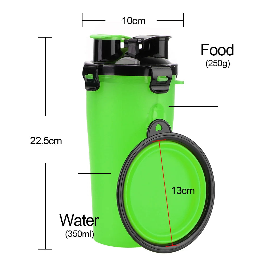2-in-1 Collapsible Pet Water Bottle & Feeder