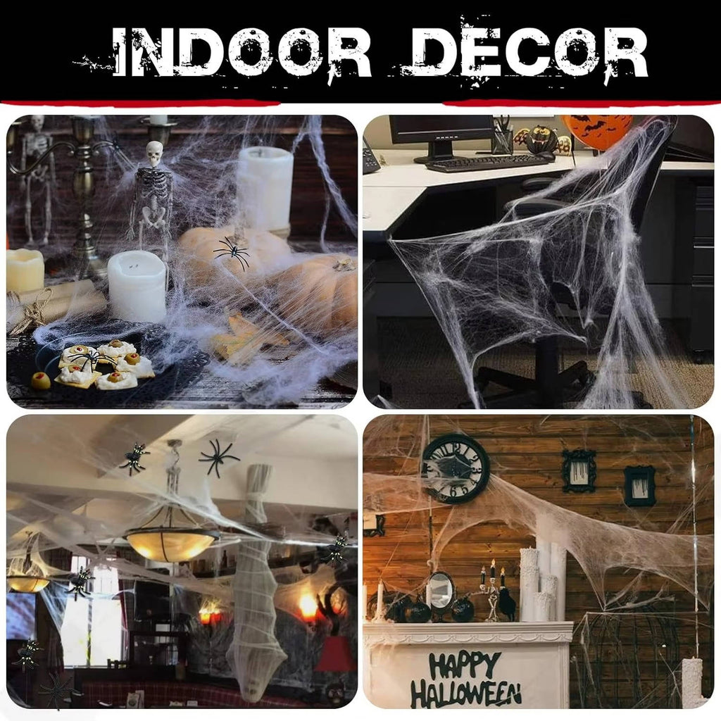 200 sq ft Halloween Spider Web Decoration with Spiders
