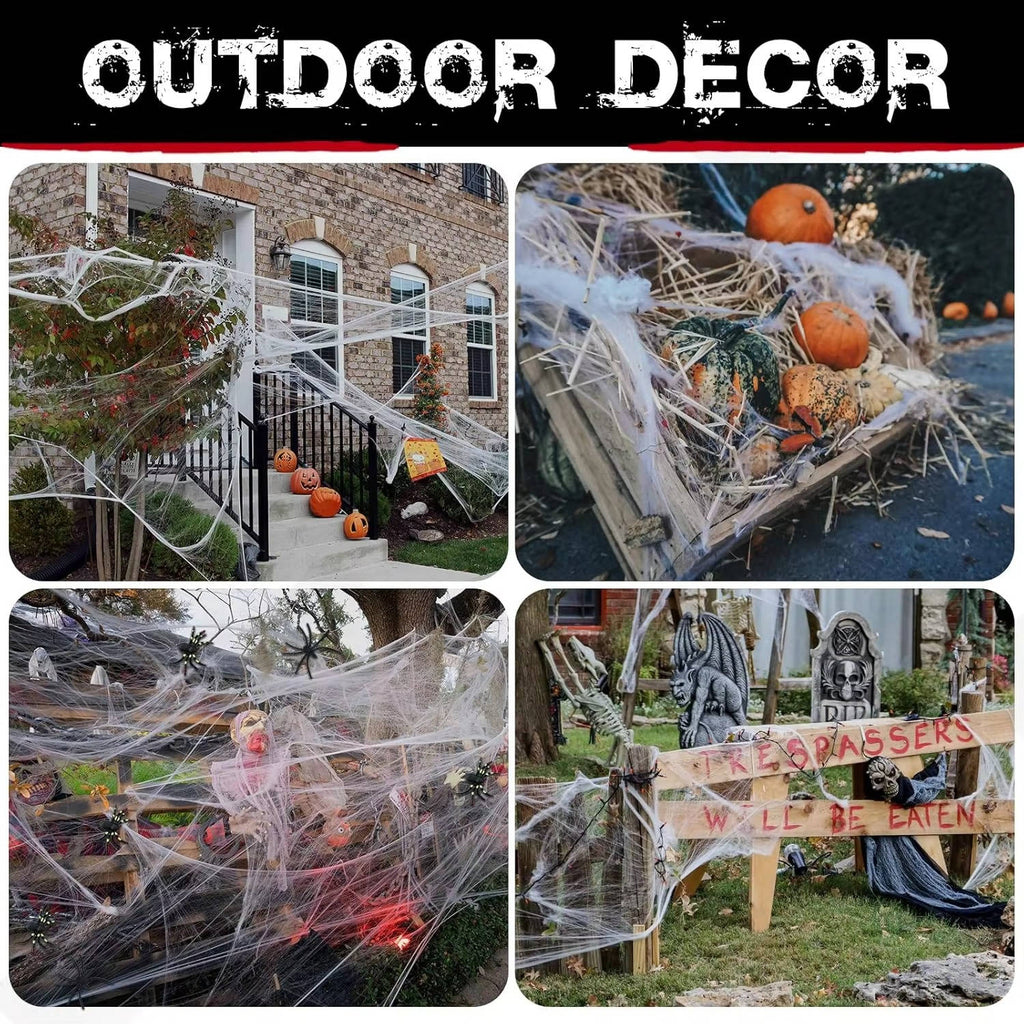 200 sq ft Halloween Spider Web Decoration with Spiders
