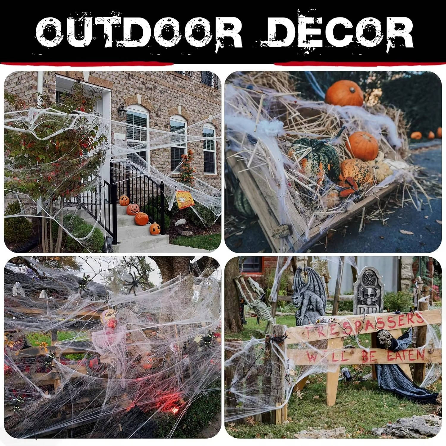 200 sq ft Halloween Spider Web Decoration with Spiders