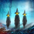 3-Piece Sound-Activated Halloween Witch Decoration