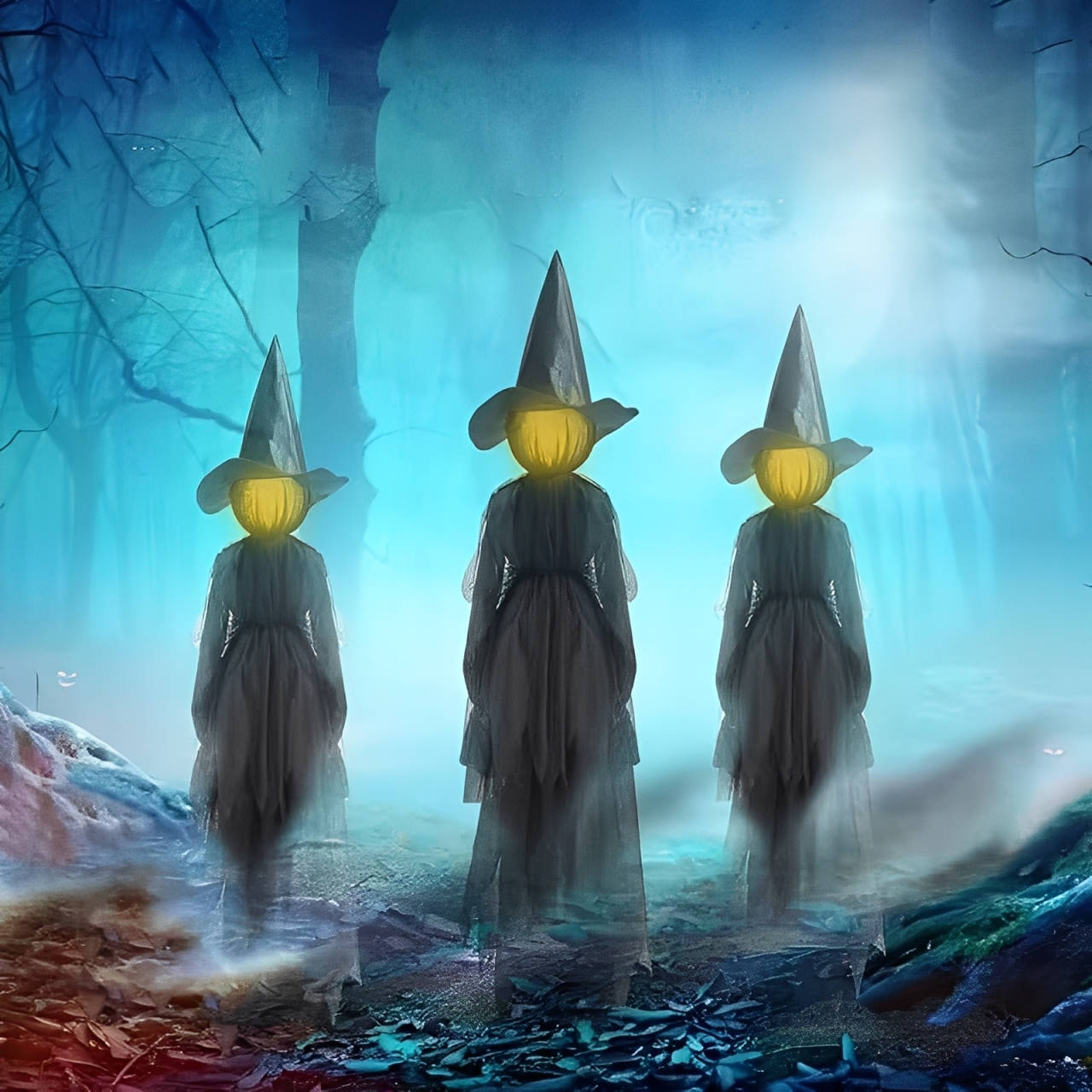 3-Piece Sound-Activated Halloween Witch Decoration