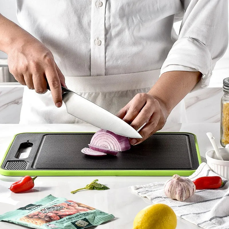 4-in-1 Cutting Board with Thawing Tray & Knife Sharpener