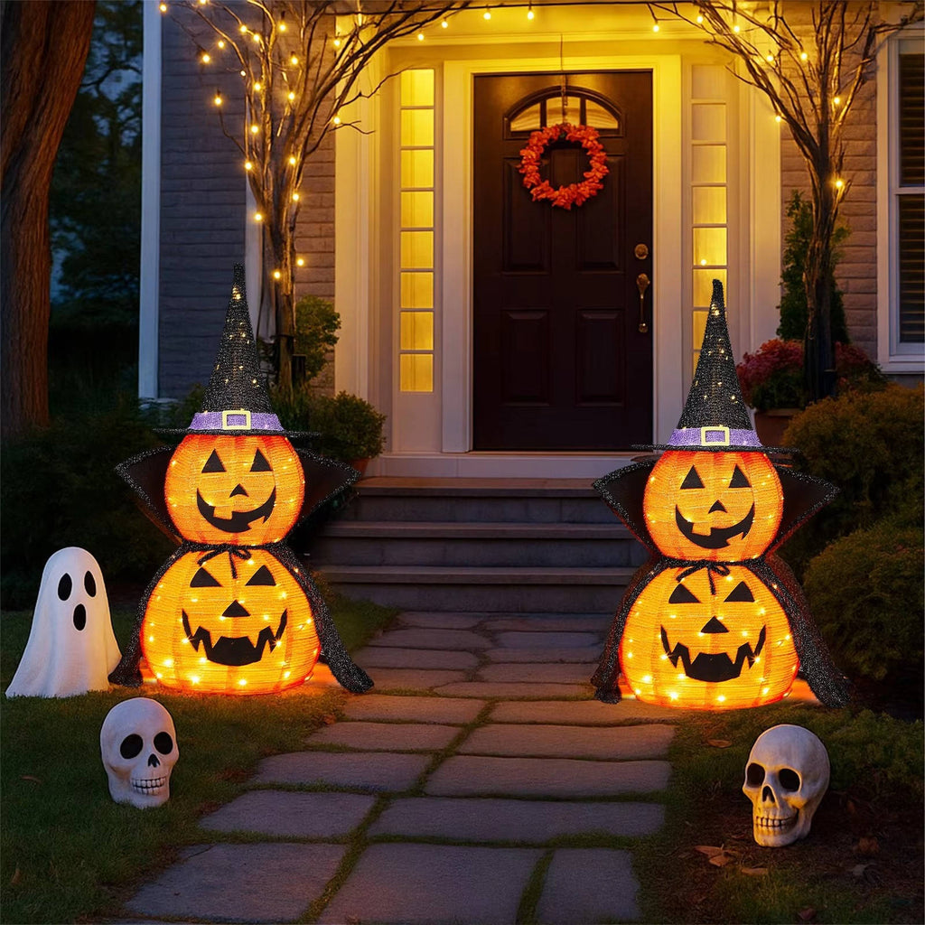 3 ft Collapsible Light-Up Halloween Pumpkin (2-Pack)