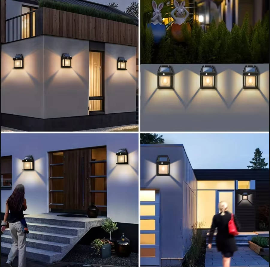 2-Pack Outdoor Solar Wall Lamp