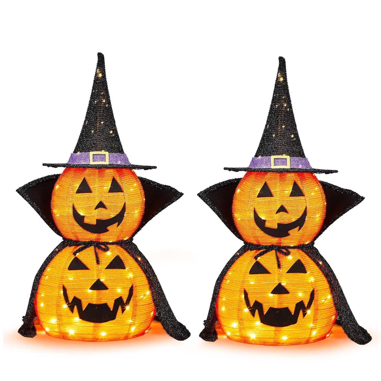 3 ft Collapsible Light-Up Halloween Pumpkin (2-Pack)
