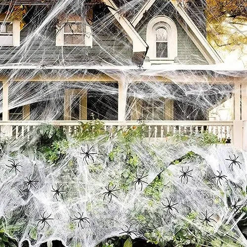 200 sq ft Halloween Spider Web Decoration with Spiders