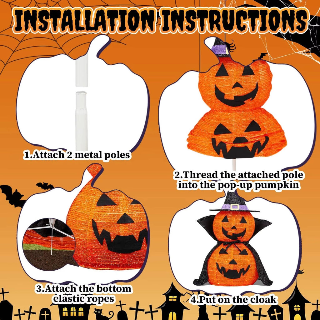 3 ft Collapsible Light-Up Halloween Pumpkin (2-Pack)
