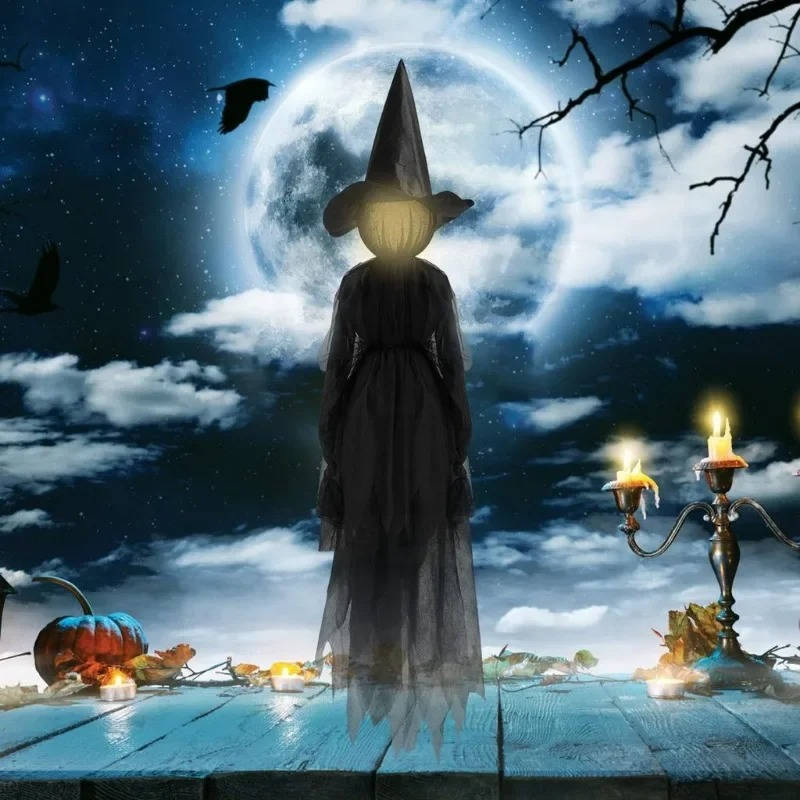 3-Piece Sound-Activated Halloween Witch Decoration