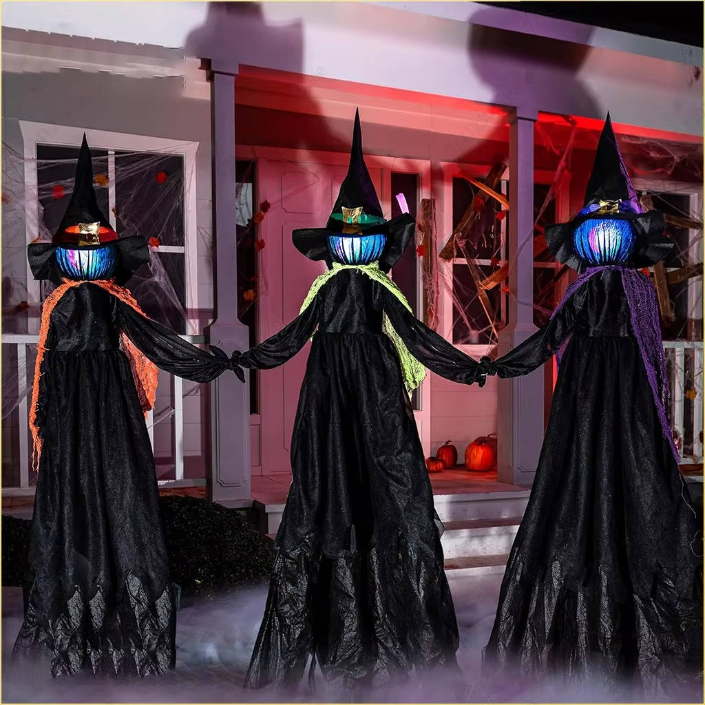 3-Piece Sound-Activated Halloween Witch Decoration
