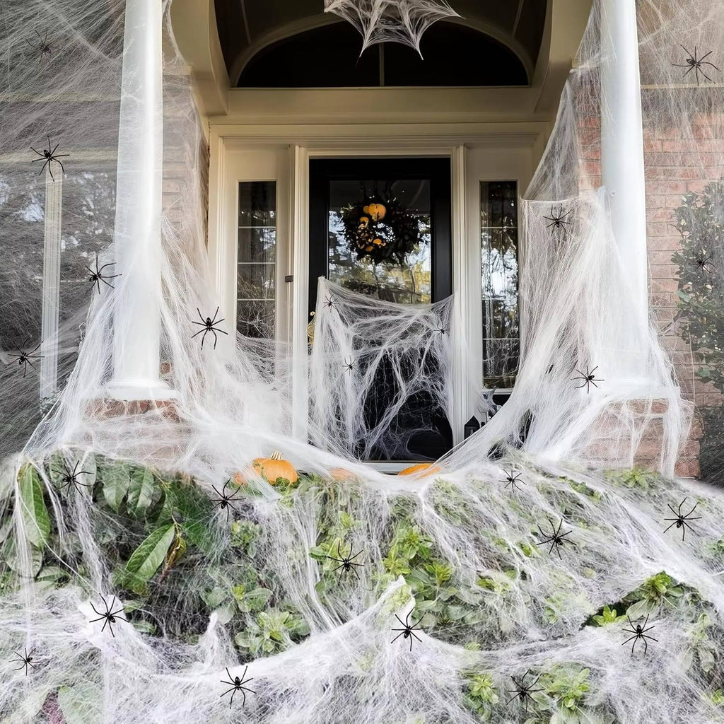 200 sq ft Halloween Spider Web Decoration with Spiders