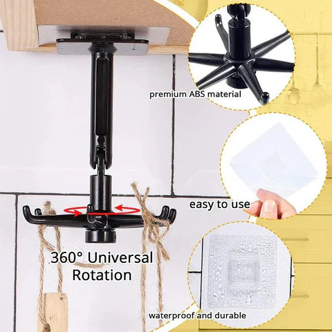 2-Pack 360° Rotating Self-Adhesive Utility Hooks